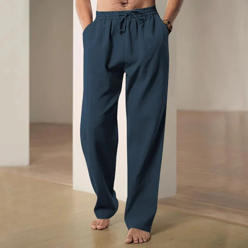 Kamel - Pantalones de Lino Transpirables y Casual