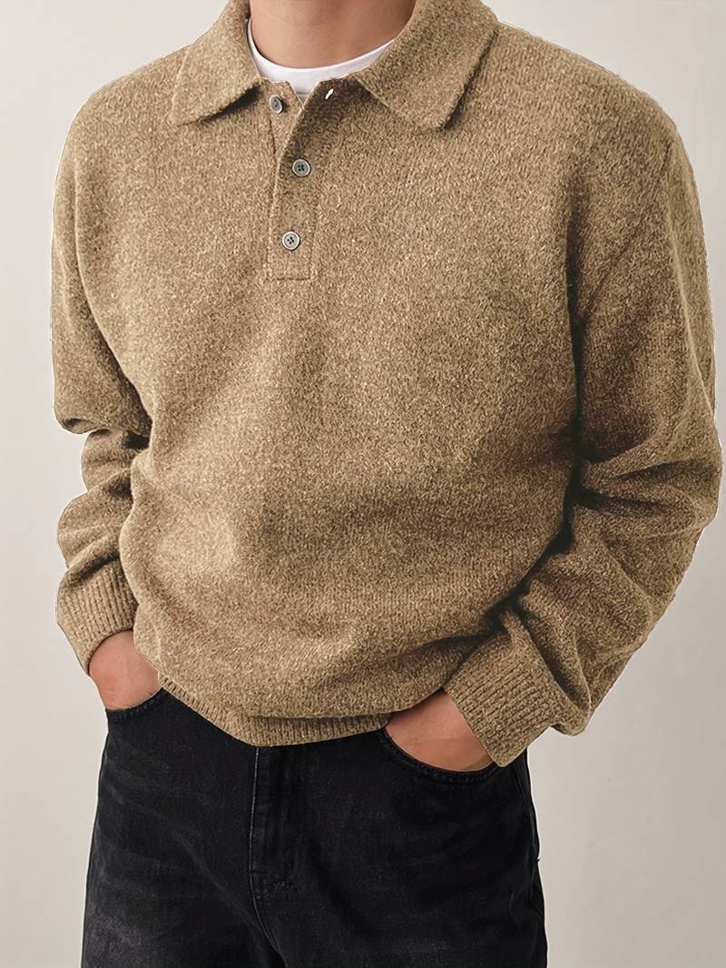 Ilias - Suéter Polo con Botones de Lana Merino