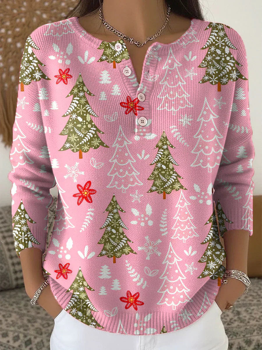 Noélise - Pull de Noël Boutonné Chaud