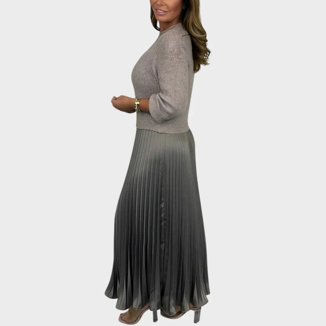 Jemma - Robe en Coton Effet 2pcs Pull et Jupe Plissée