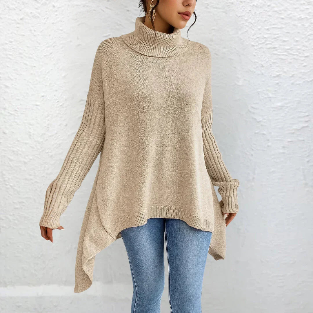 Layane - Long Pull en Coton à Col Roulé