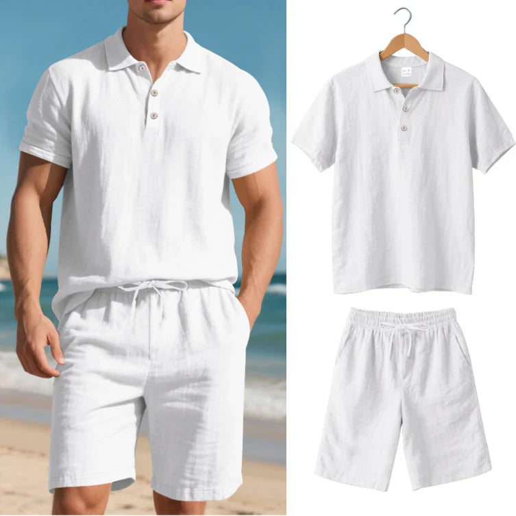 Achille - Polo a Šortky Dvojdielna Ľanová Súprava