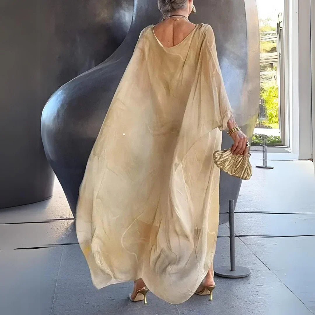 Derya - Robe à Cape en Mousseline de Soie