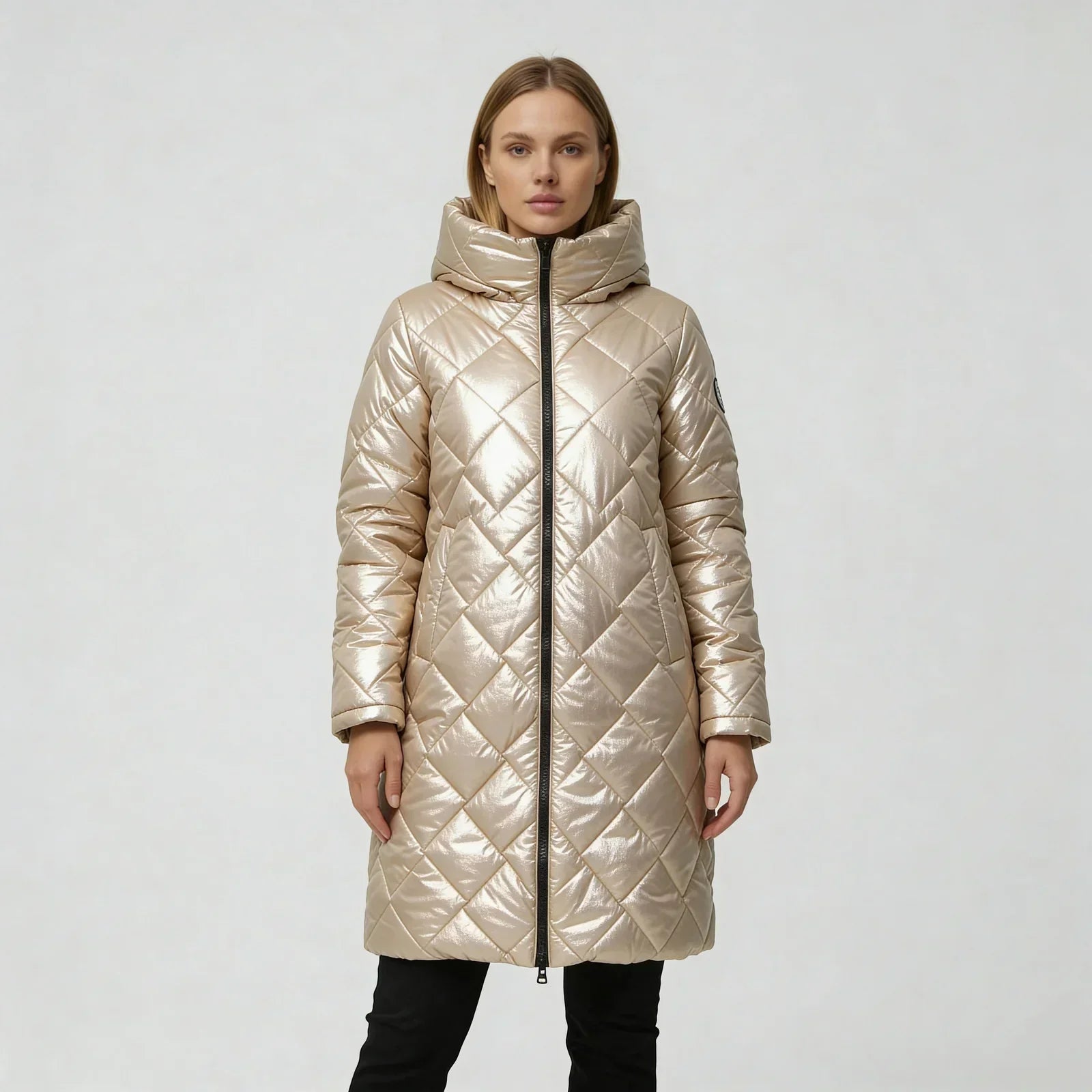 Natalia - Long Manteau Matelassé Luxueux à Capuche