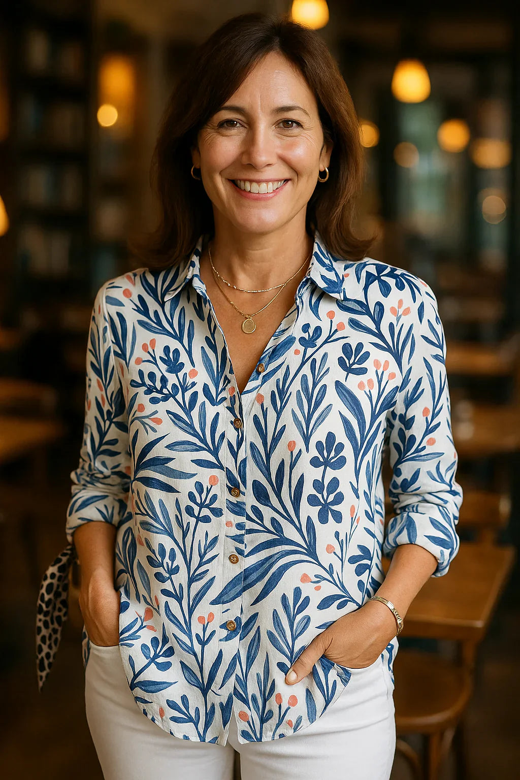 Maddie - Fancy Printet Skjorte i Premium Bomuld