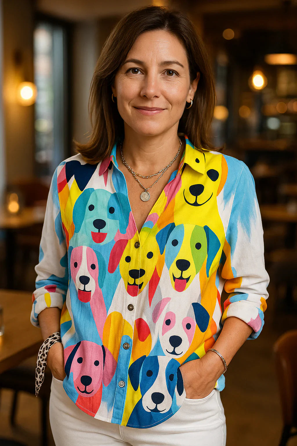 Maddie - Fancy Printet Skjorte i Premium Bomuld