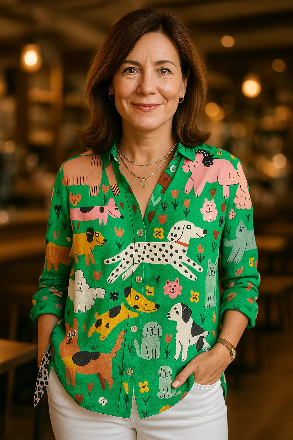 Maddie - Fancy Printet Skjorte i Premium Bomuld