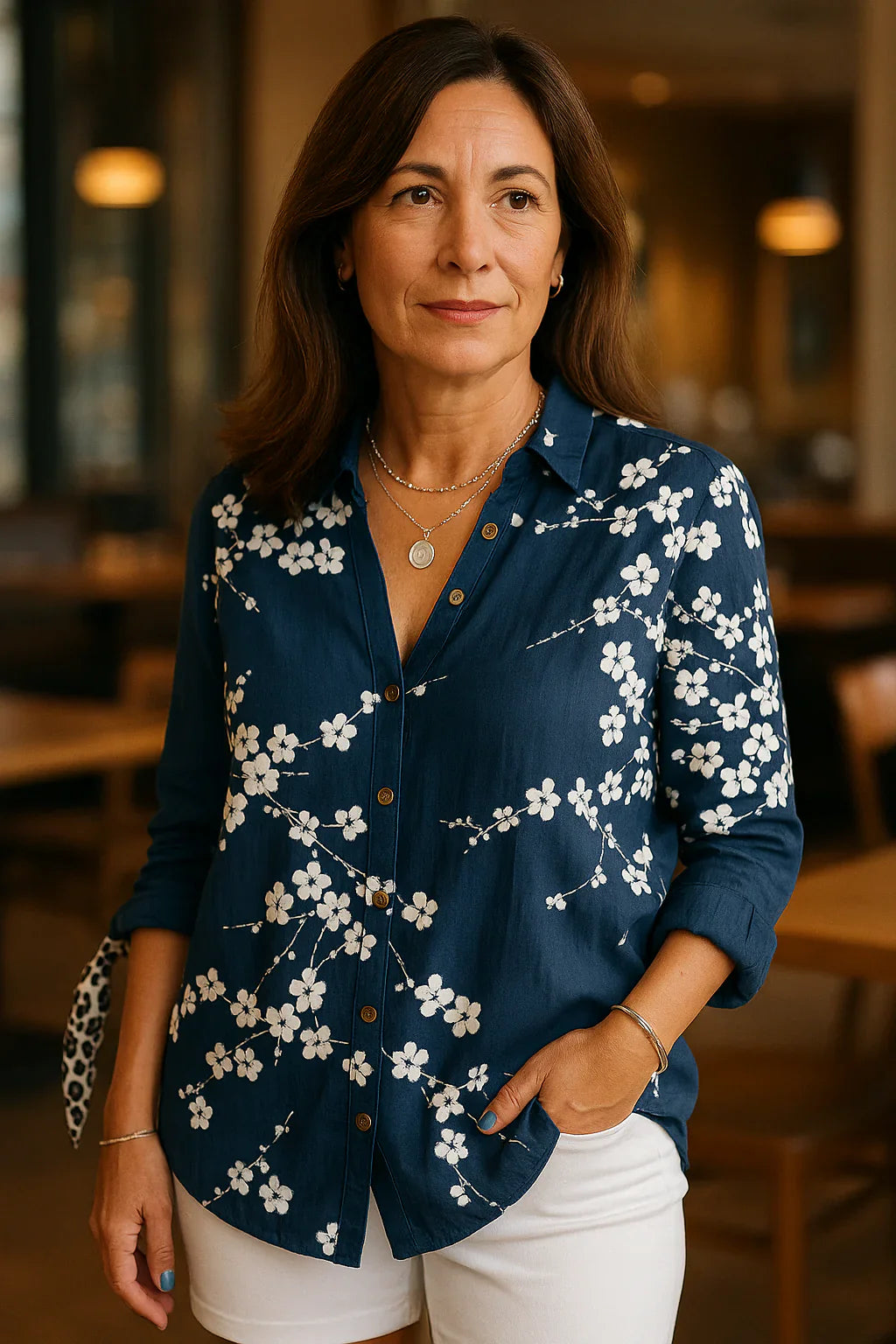 Maddie - Fancy Printet Skjorte i Premium Bomuld