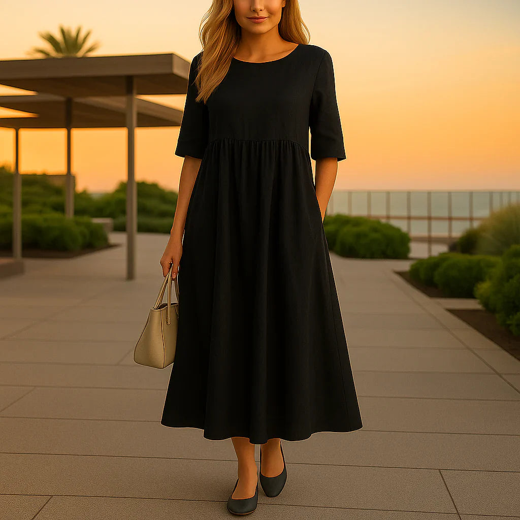 Chloé - Vzdušné Bavlnené Šaty so Zvonovou Sukňou a Vreckami