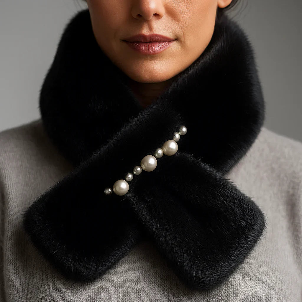 Olva - Écharpe Perlée en Cachemire Velours