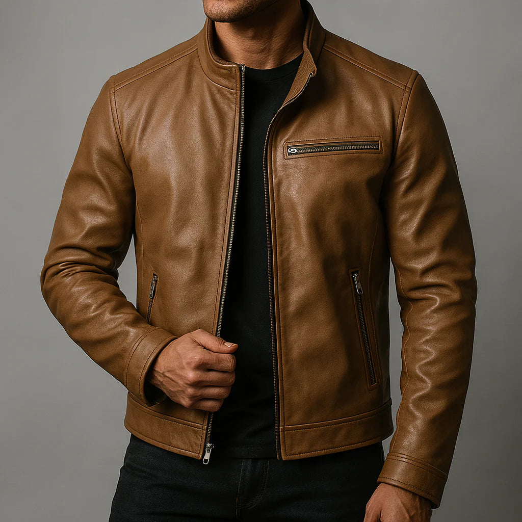 Mathieu - Blouson en Cuir Véritable Premium