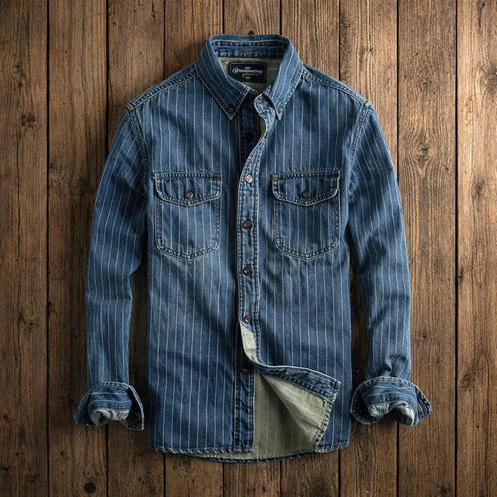 Aksel - Сорочка В Ретро-Смугах З Бавовняного Дениму