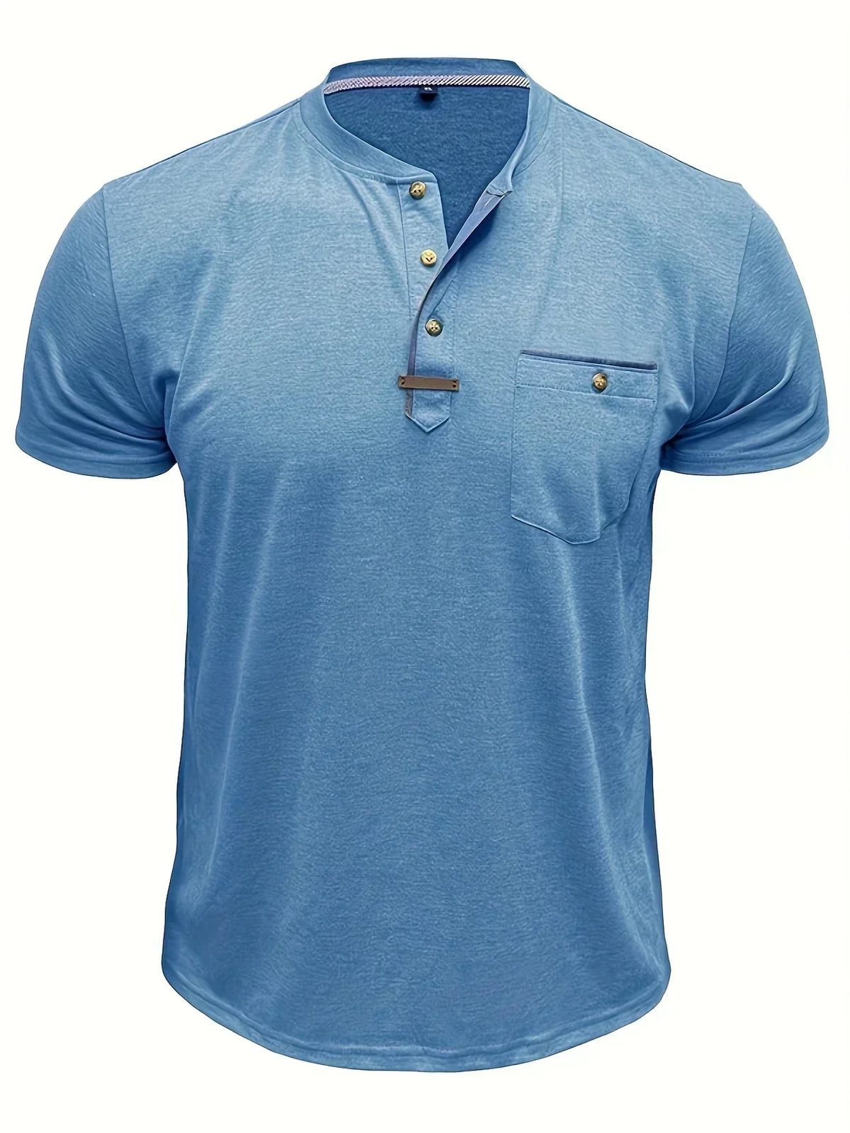 Eusébio - Elegant T-Shirt med Knapper og Lomme