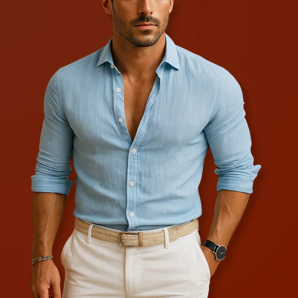 Nikola - Camisa Oxford Elegante de Algodón y Lino