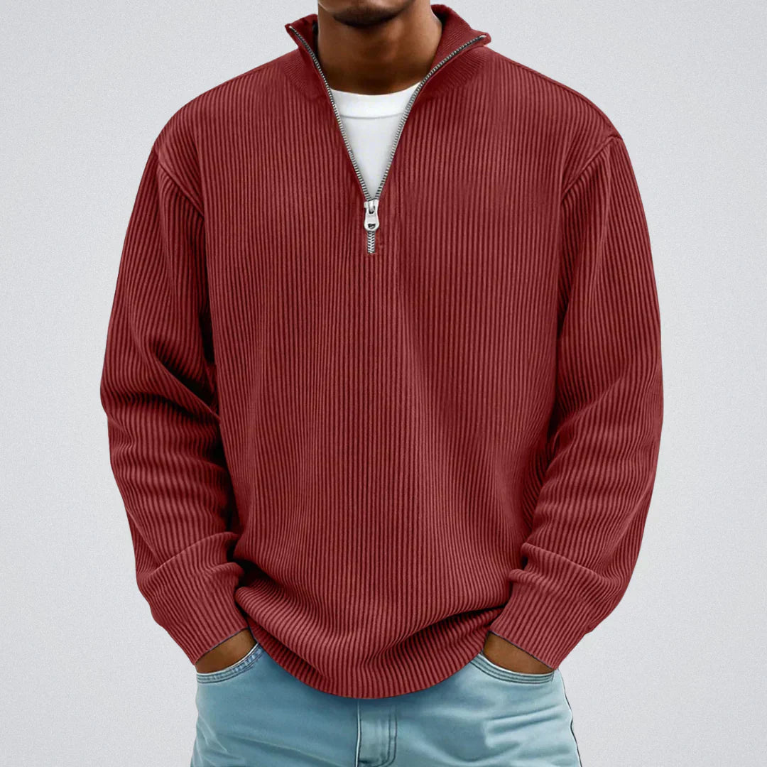 Gawain - Ribbed Sweater with Camine Collar