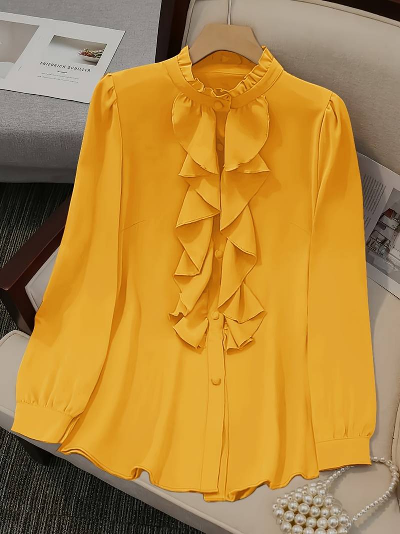 Lyuba - Chic Ruffled Blouse with Gathered Collar