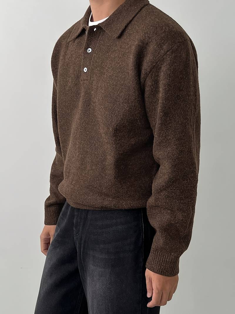 Ilias - Suéter Polo con Botones de Lana Merino