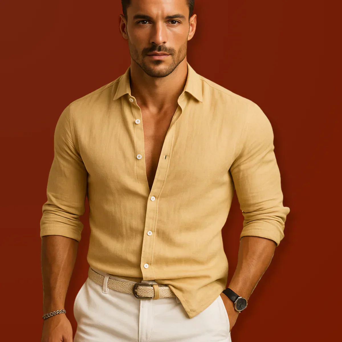 Nikola - Camisa Oxford Elegante de Algodón y Lino