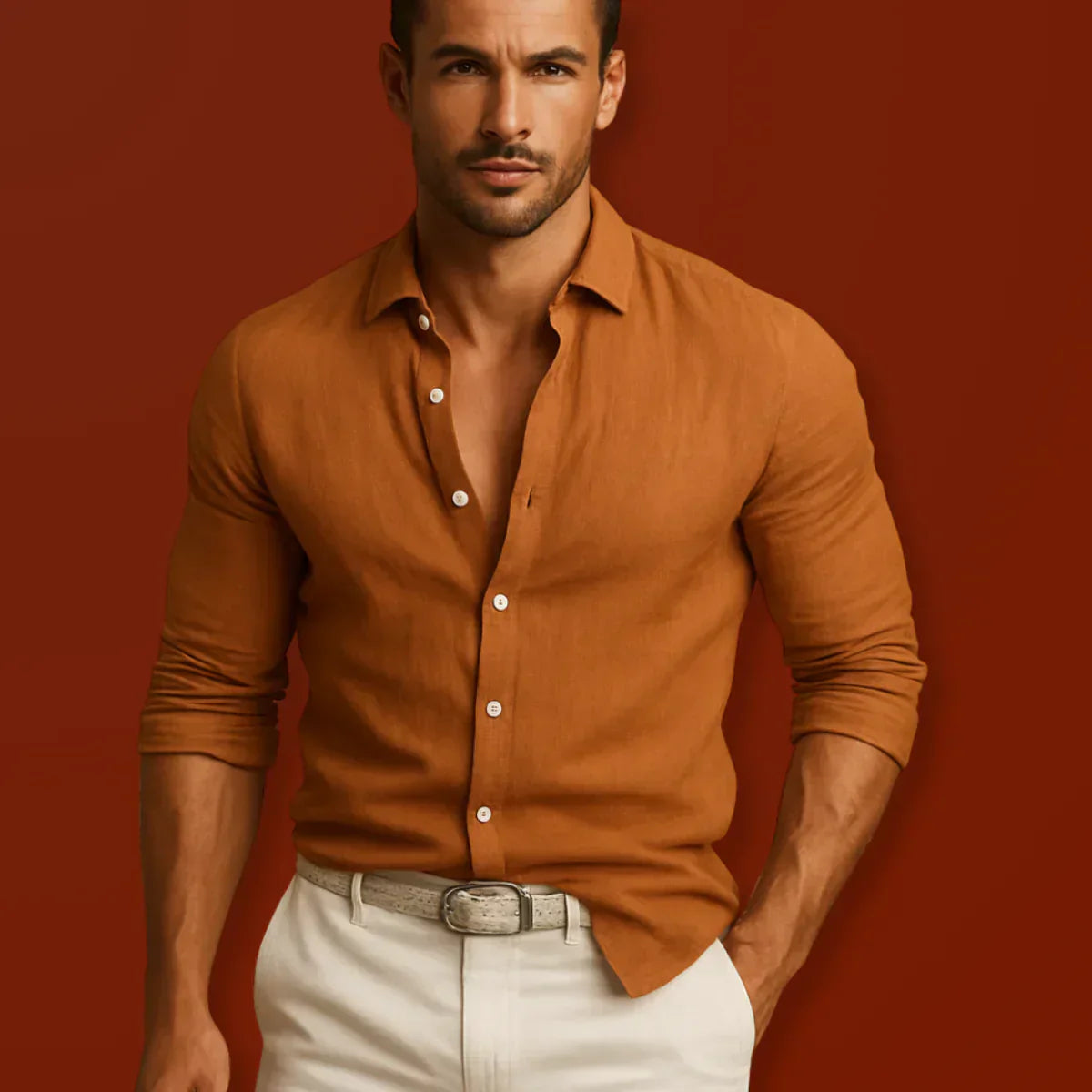 Nikola - Camisa Oxford Elegante de Algodón y Lino