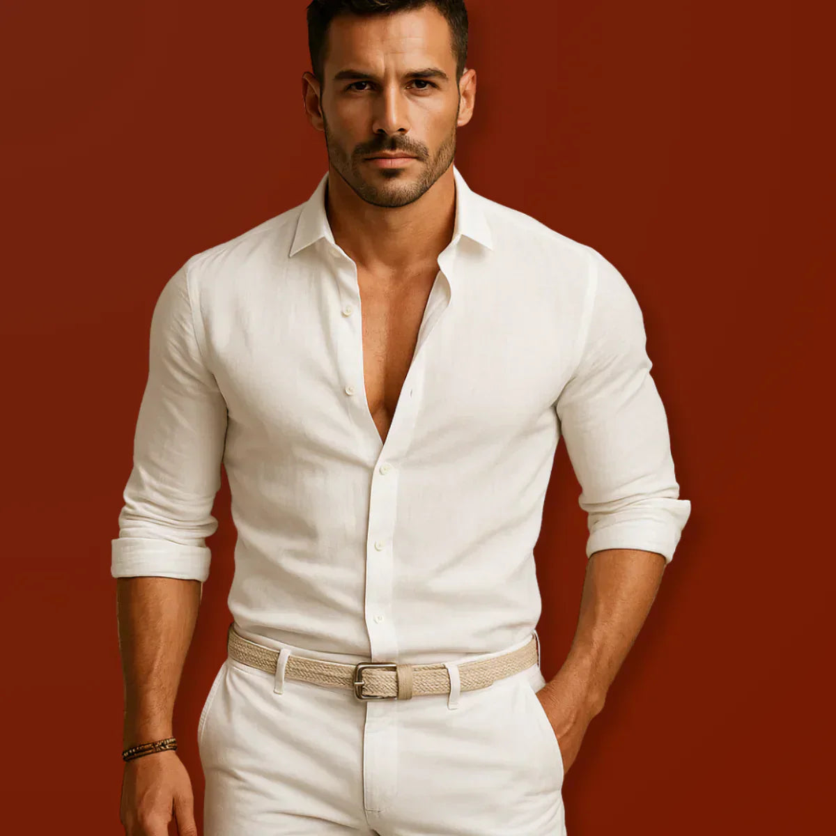 Nikola - Camisa Oxford Elegante de Algodón y Lino