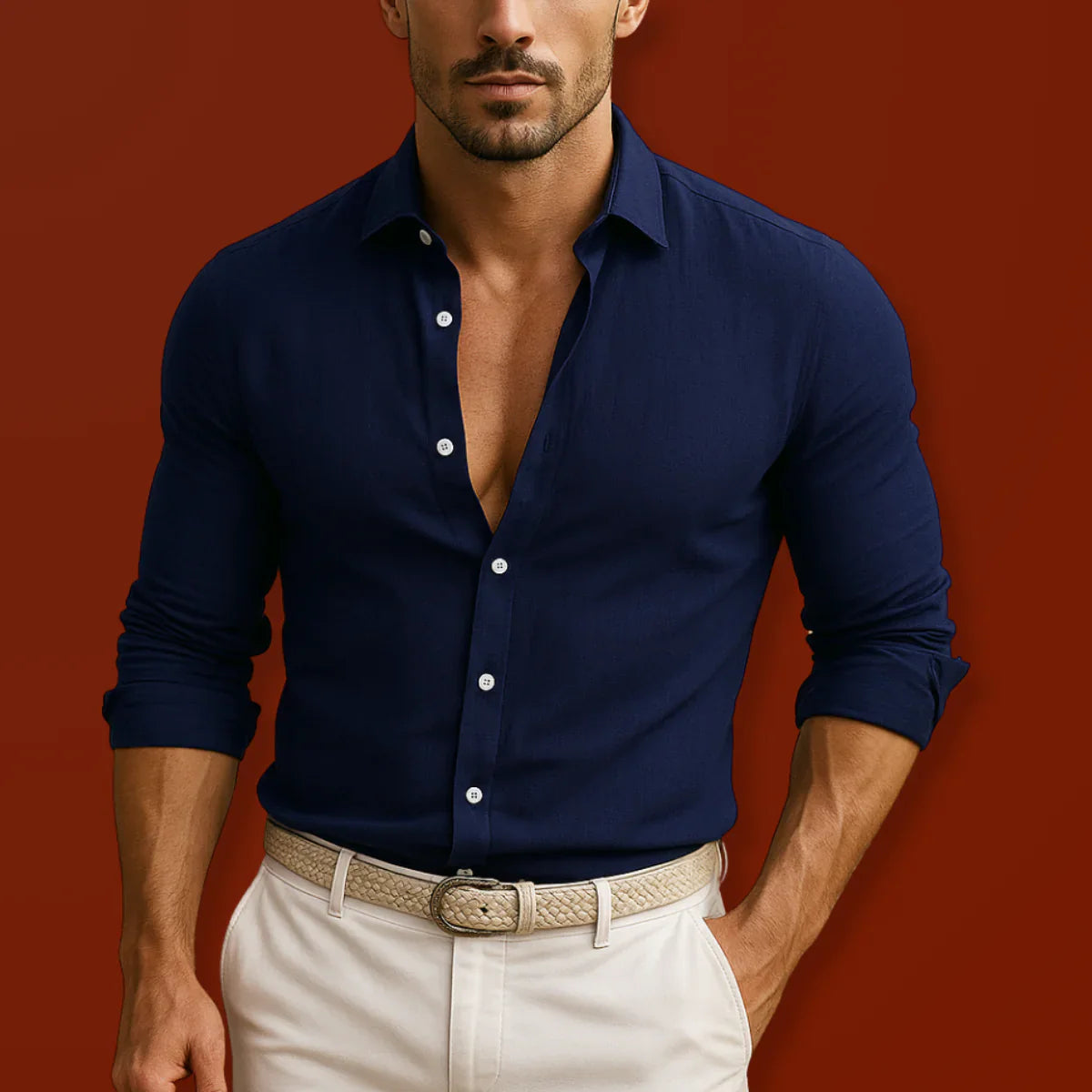 Nikola - Elegantní Oxford Košile Z Bavlny A Lnu