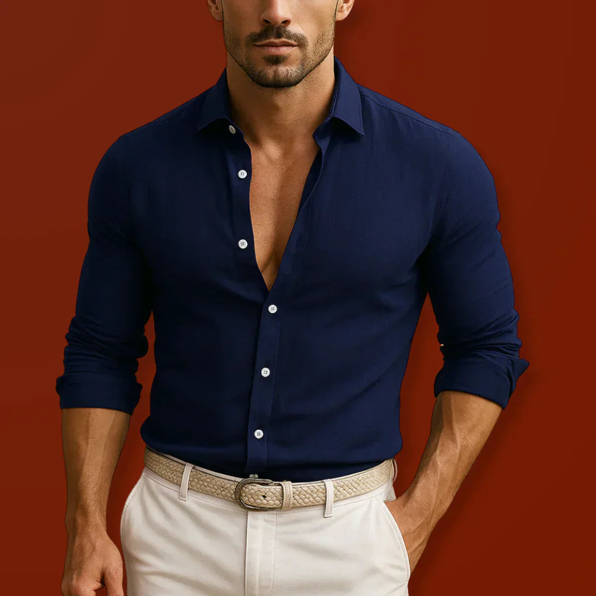 Nikola - Camisa Oxford Elegante de Algodón y Lino