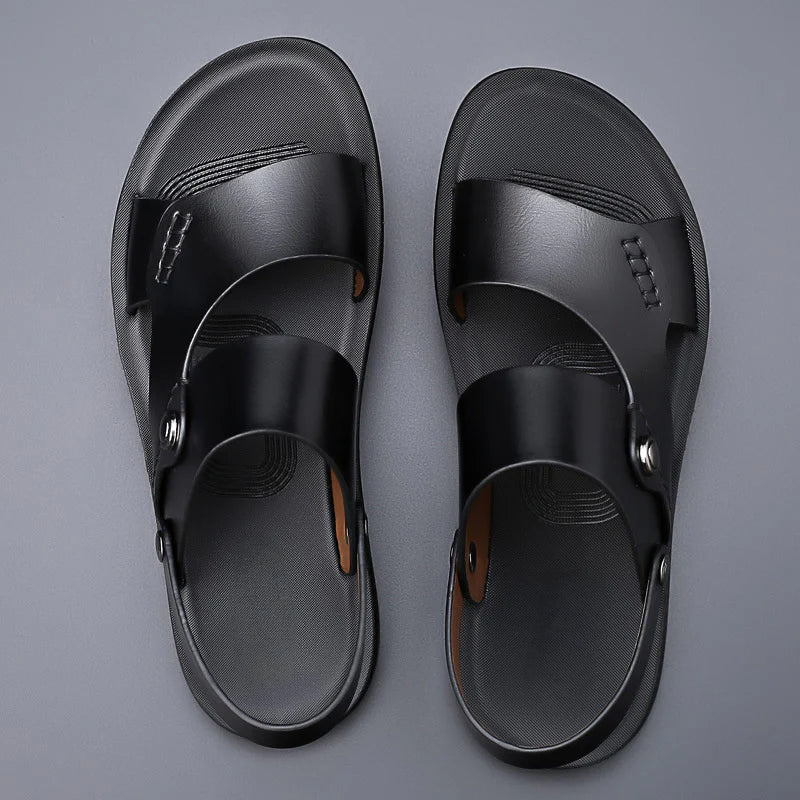 Zakaria - Sandalias de Cuero Genuino Lisas y Chic