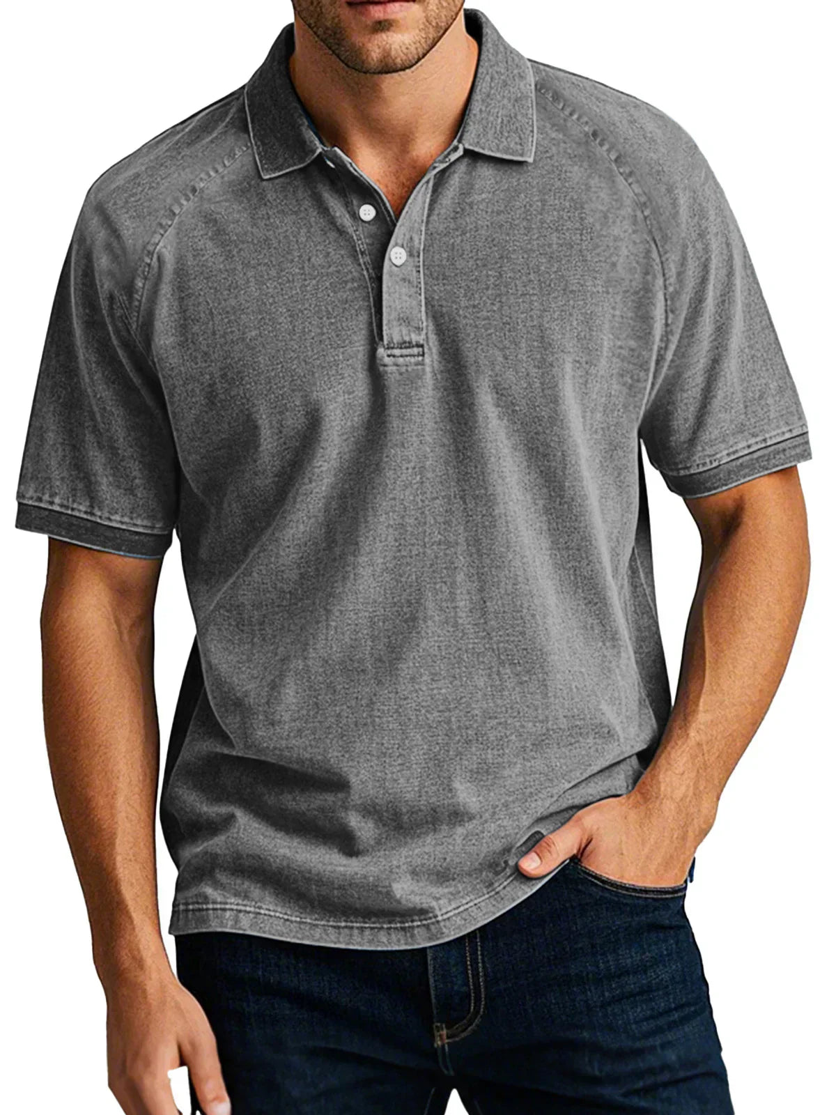 Quentin - Luksuriøs Let Denim Retro Poloshirt