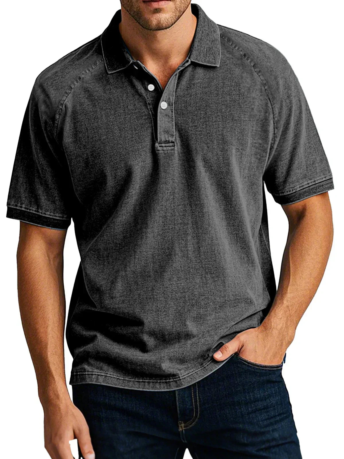 Quentin - Luksuriøs Let Denim Retro Poloshirt