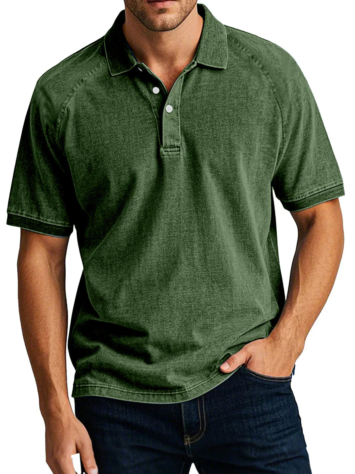 Quentin - Luksuriøs Let Denim Retro Poloshirt