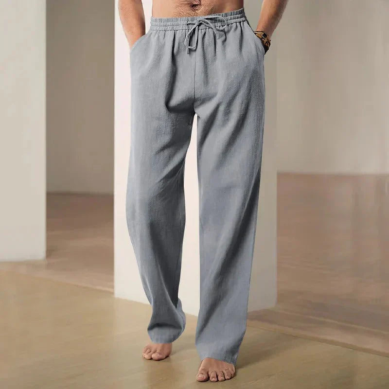 Kamel - Pantalones de Lino Transpirables y Casual