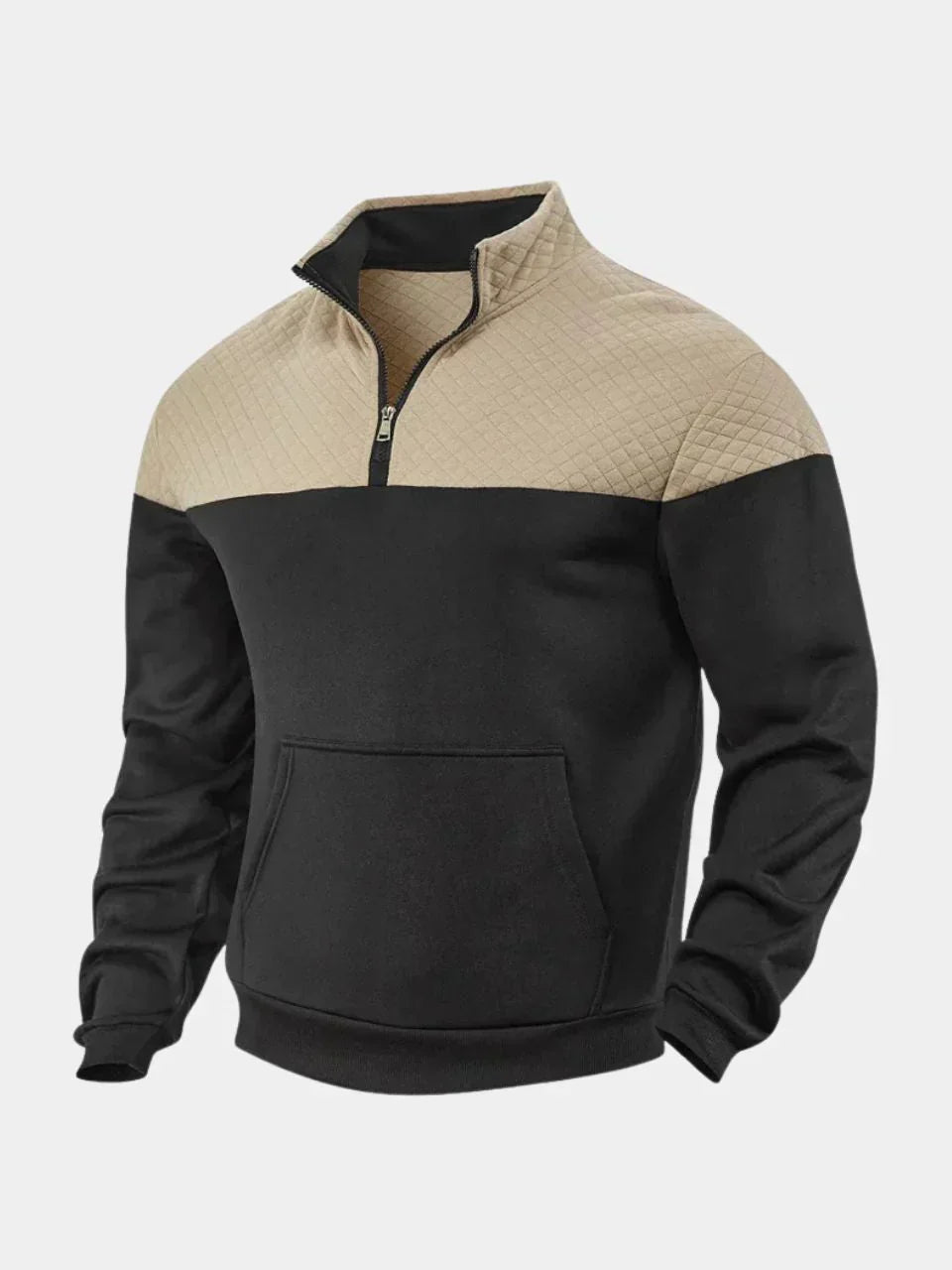 Théodore - Sweat en Coton Bicolore à Col Zippé