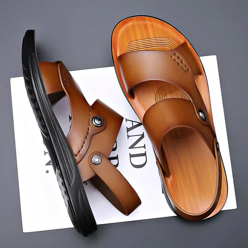 Zakaria - Sandalias de Cuero Genuino Lisas y Chic
