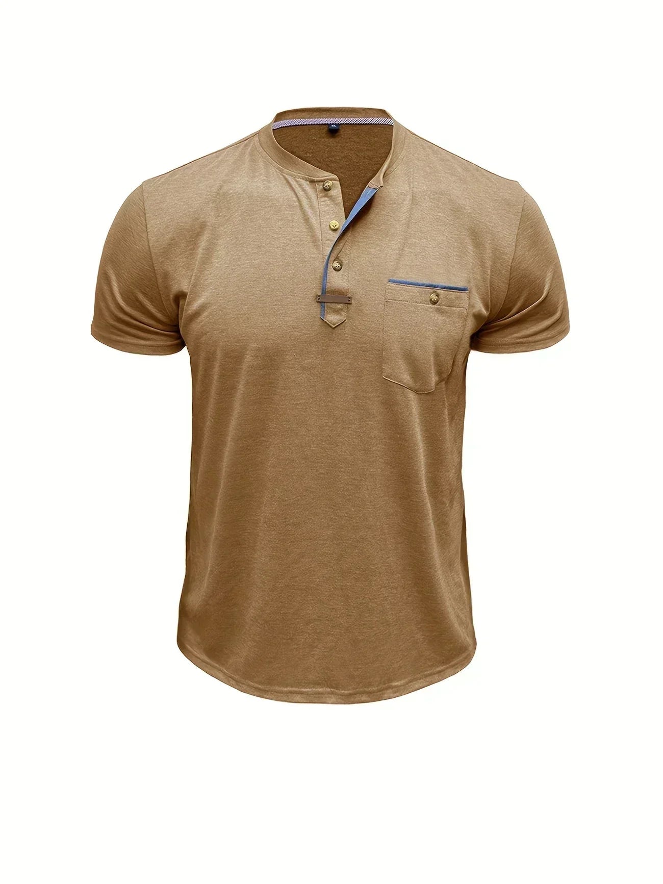 Eusébio - Elegant T-Shirt med Knapper og Lomme