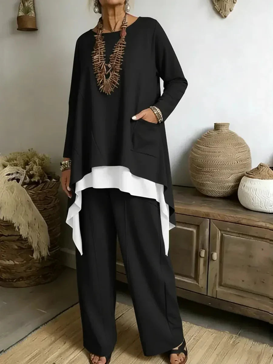 Soufya - Ensemble Blouse et Pantalon Ample|Collier Offert