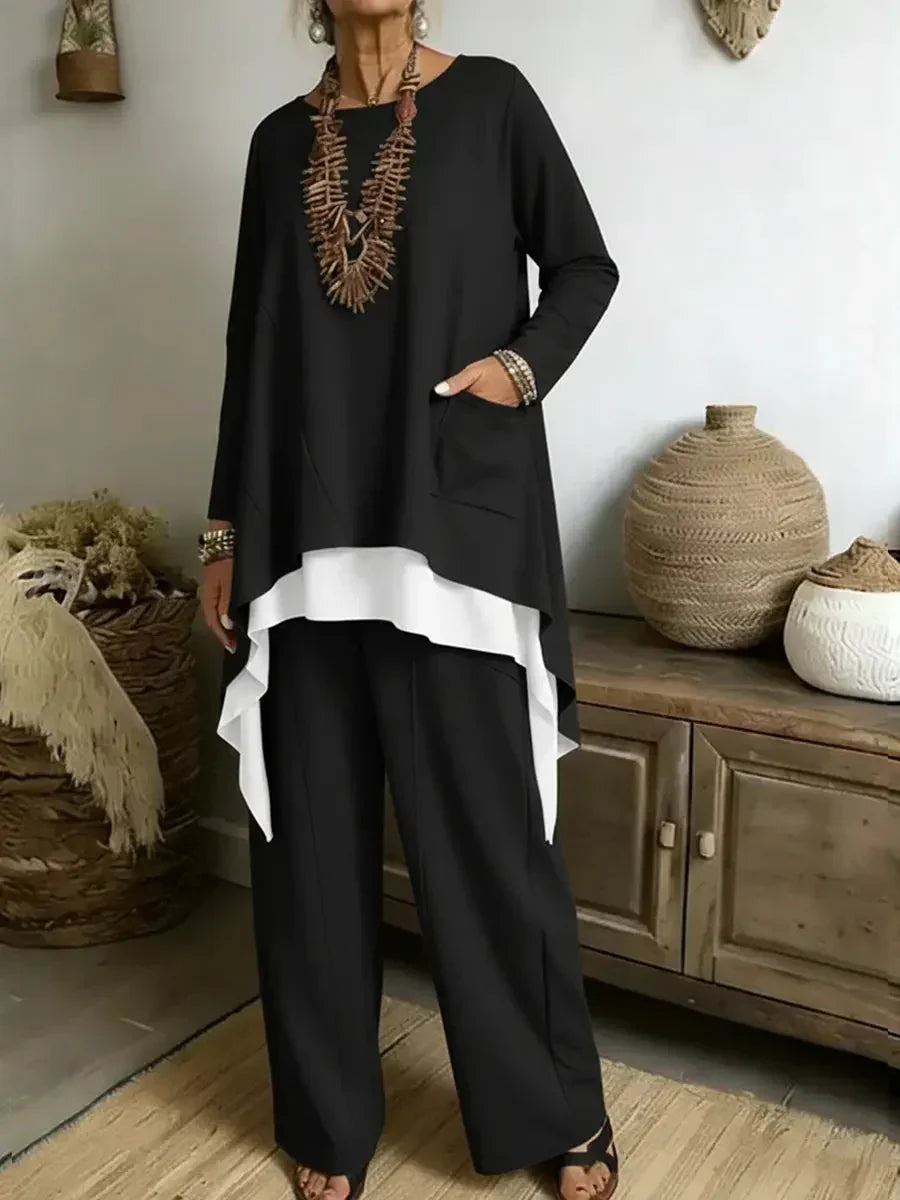Soufya - Ensemble Blouse et Pantalon Ample|Collier Offert