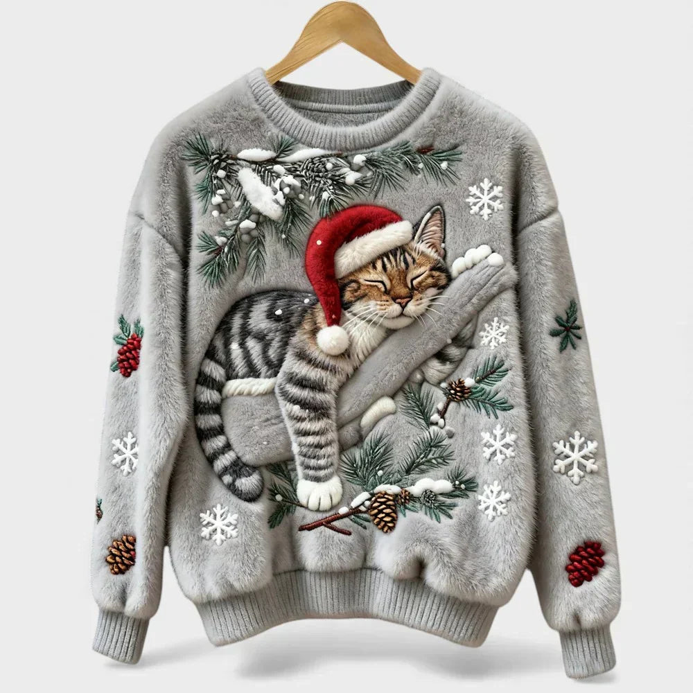 Romane - Suéter de Navidad con Gato Ultrasuave