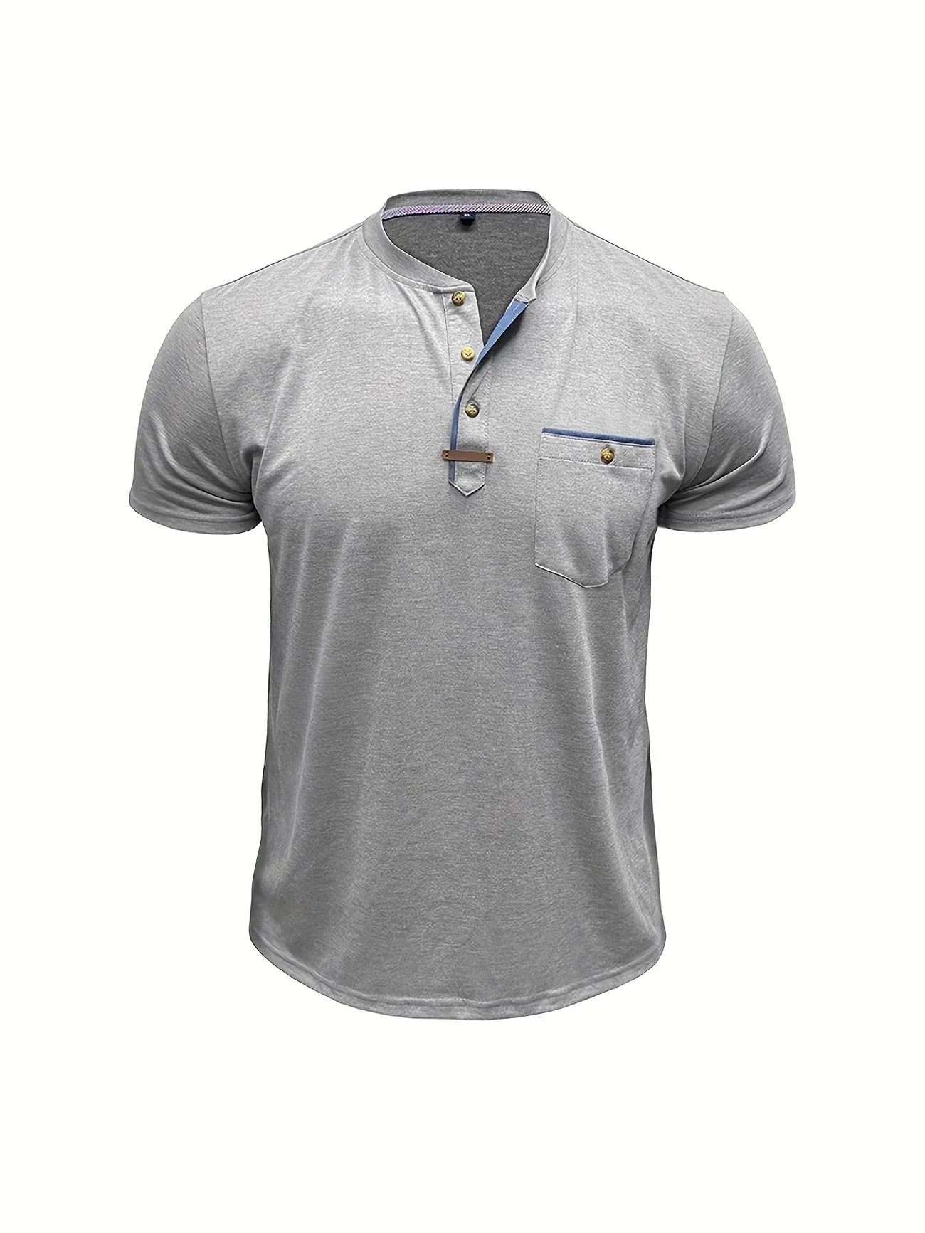 Eusébio - Elegant T-Shirt med Knapper og Lomme