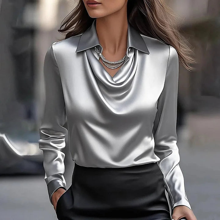 Eva - Elegant High Quality Luxury Satin Blouse