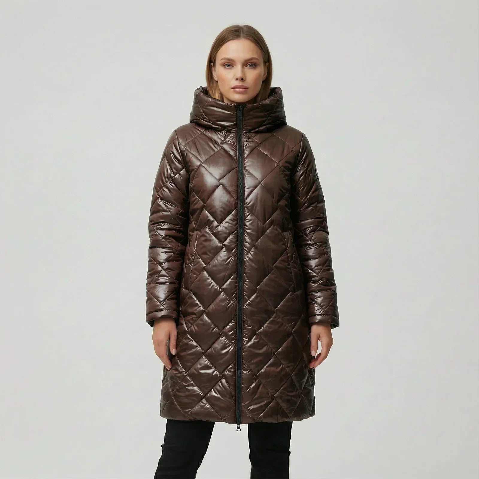 Natalia - Long Manteau Matelassé Luxueux à Capuche