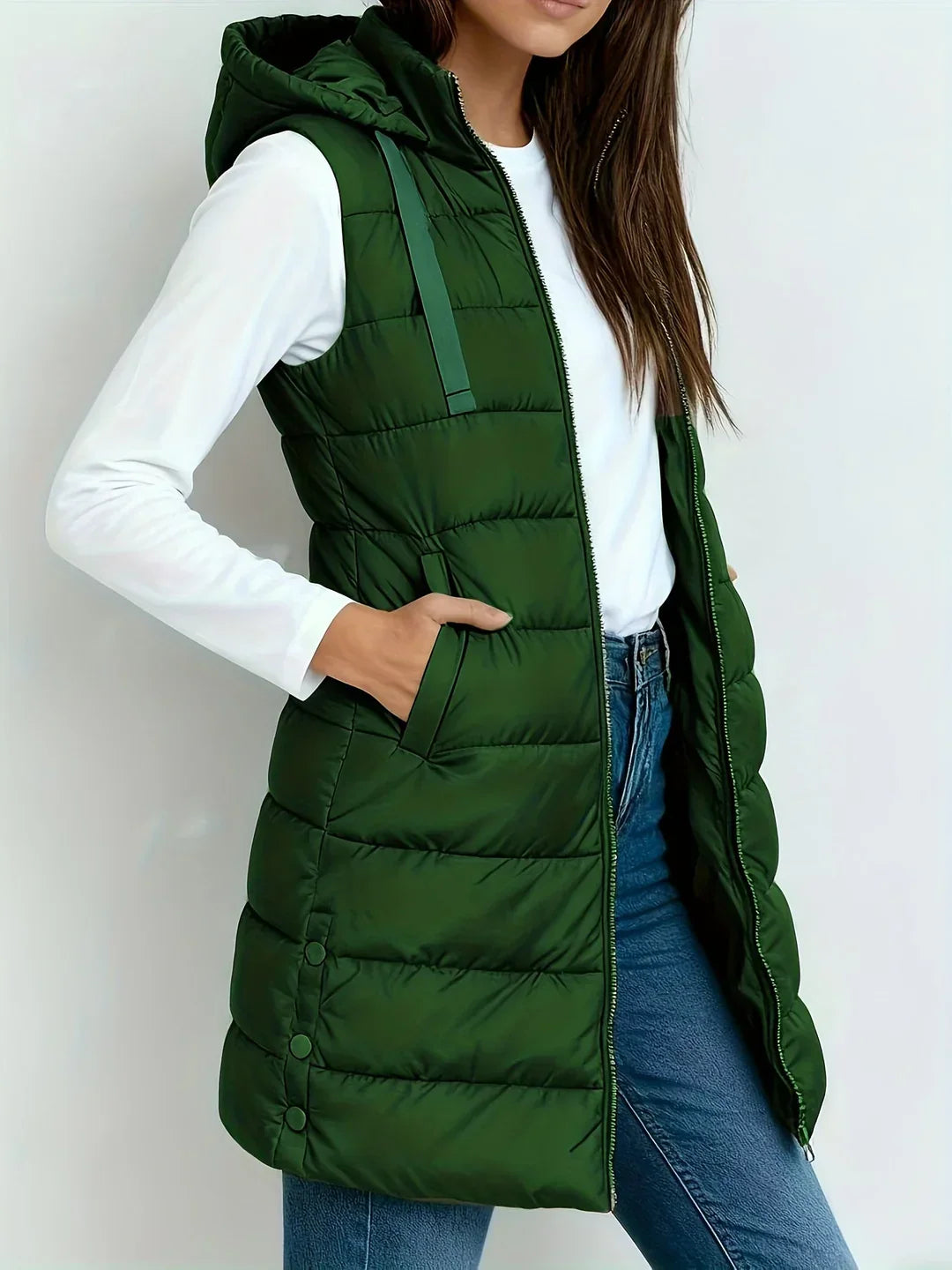 Prunille - Manteau Matelassé Sans Manches à Capuche