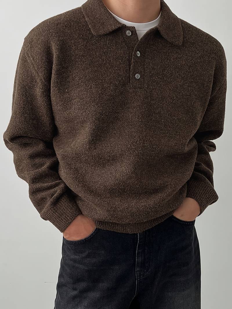 Ilias - Suéter Polo con Botones de Lana Merino
