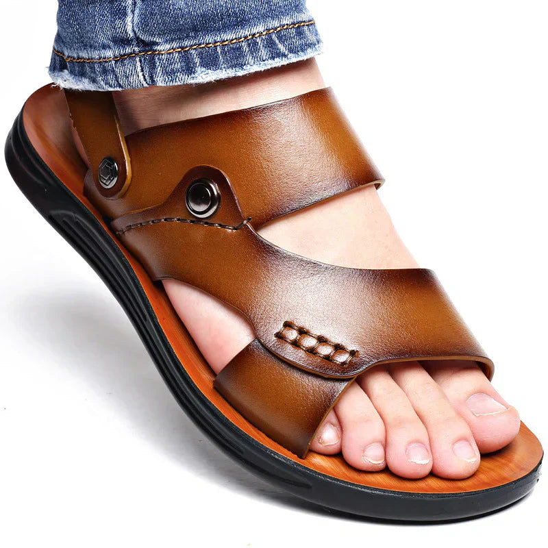 Zakaria - Sandalias de Cuero Genuino Lisas y Chic