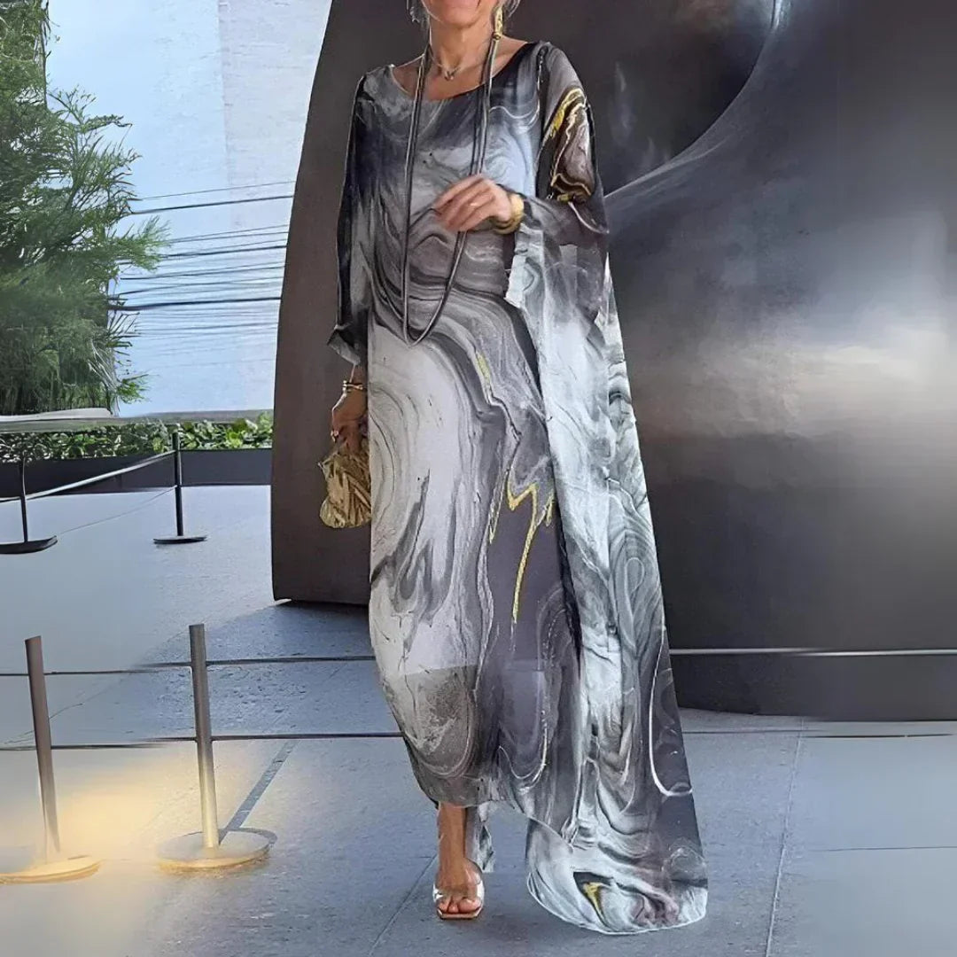 Derya - Robe à Cape en Mousseline de Soie