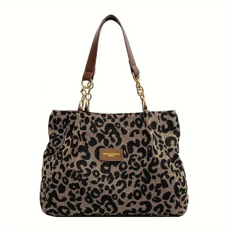 Leonia - Trendová Kabelka Shopper s Leopardím Vzorom