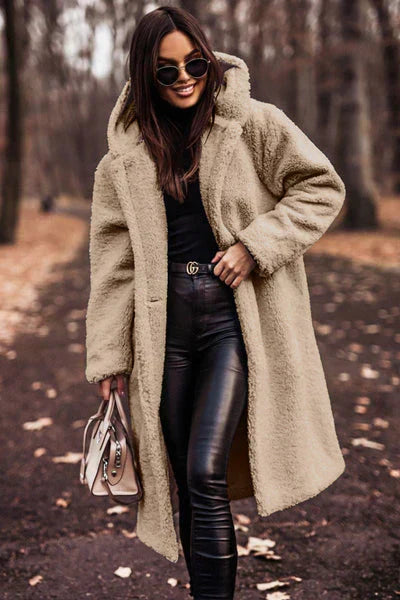 Stefani - Manteau Polaire à Capuche Long Tendance