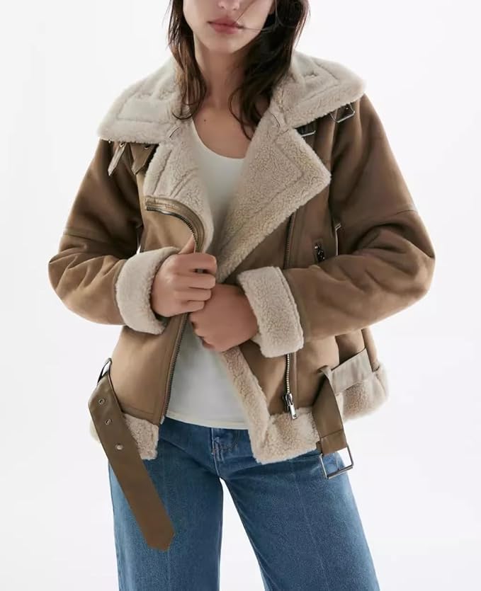 Dounia - Fleece Letcová Semišová Bunda