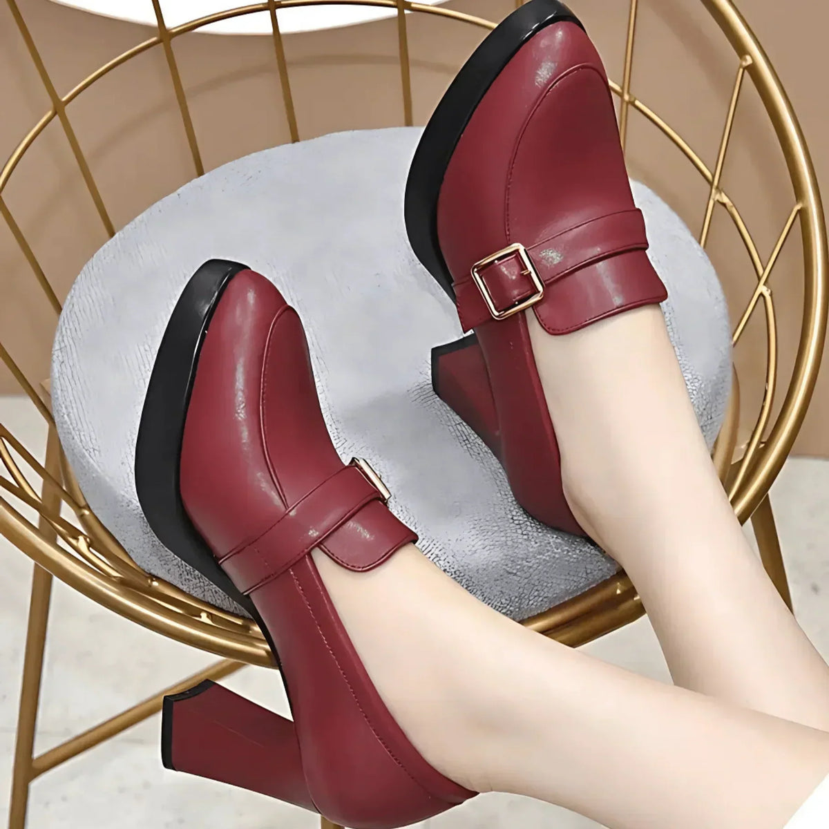 Paola - Elegante Retro Komfort Plateau Pumps