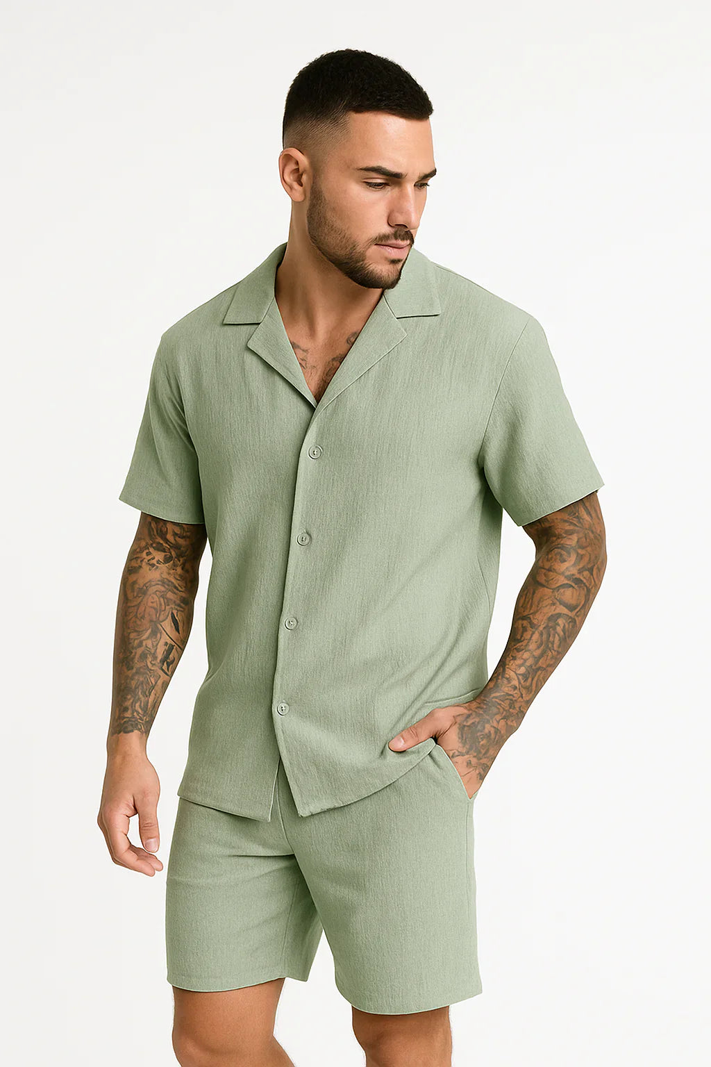 Côme - Plisseret Sommersæt | Skjorte & Shorts