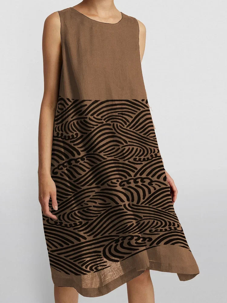 Francisca - Elegantné Vzorované Bavlneno-Lnené Šaty